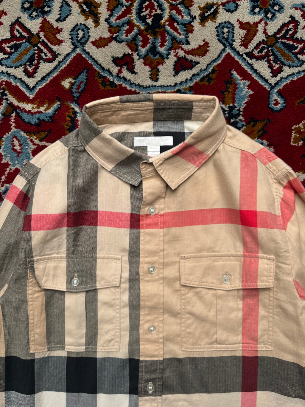 Burberry Vintage Check Cotton Flannel Button Down Shirt - S