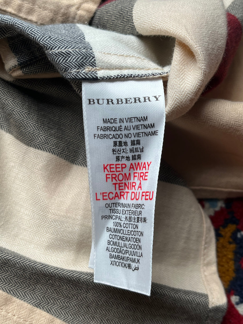 Burberry Vintage Check Cotton Flannel Button Down Shirt - S