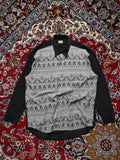 Vintage Mendoral Abstract Ornate Print Panel Relaxed Fit Button Down Shirt - L