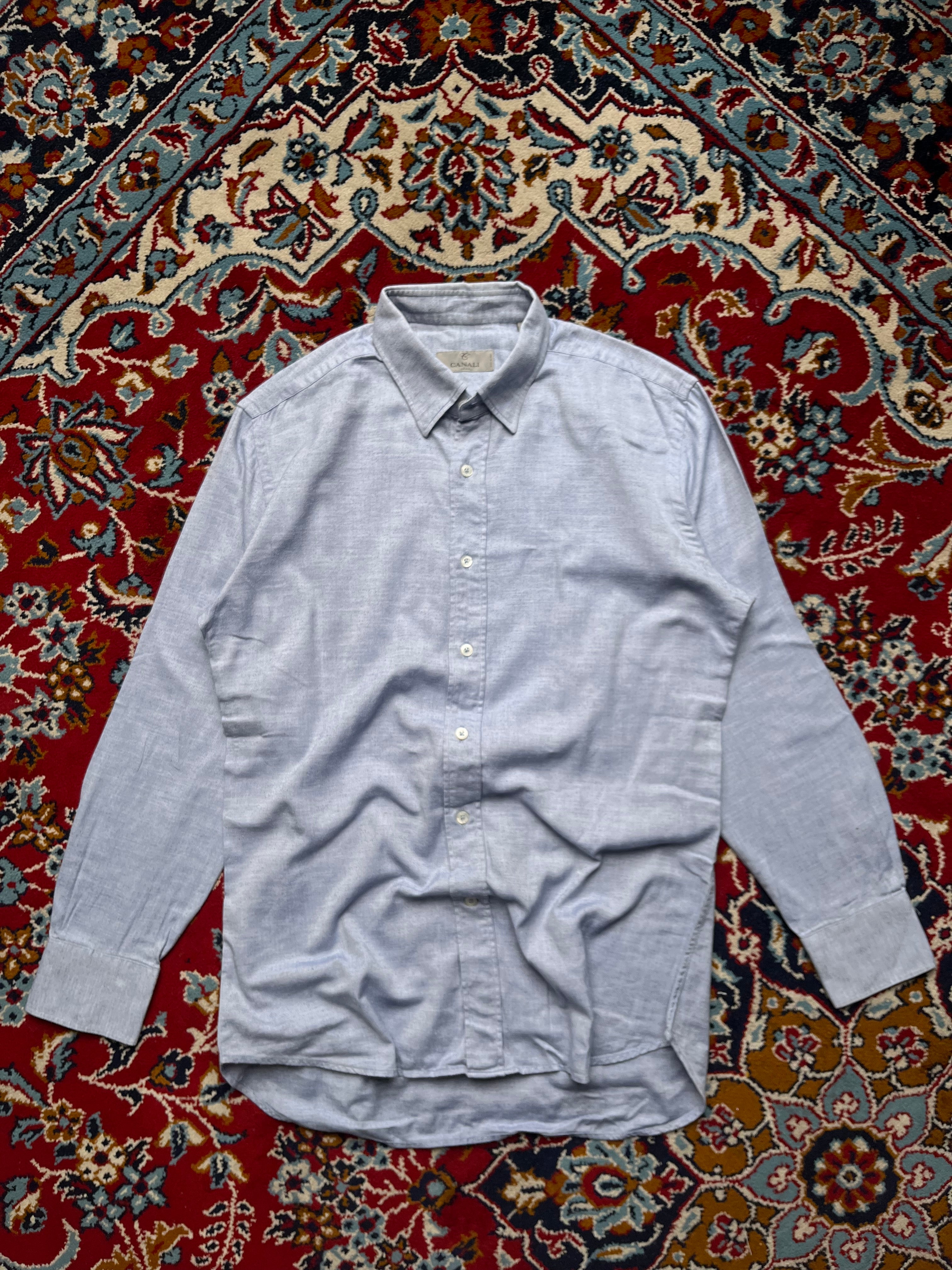 Canali Light Blue Oxford Soft Cotton Button Down Shirt - M