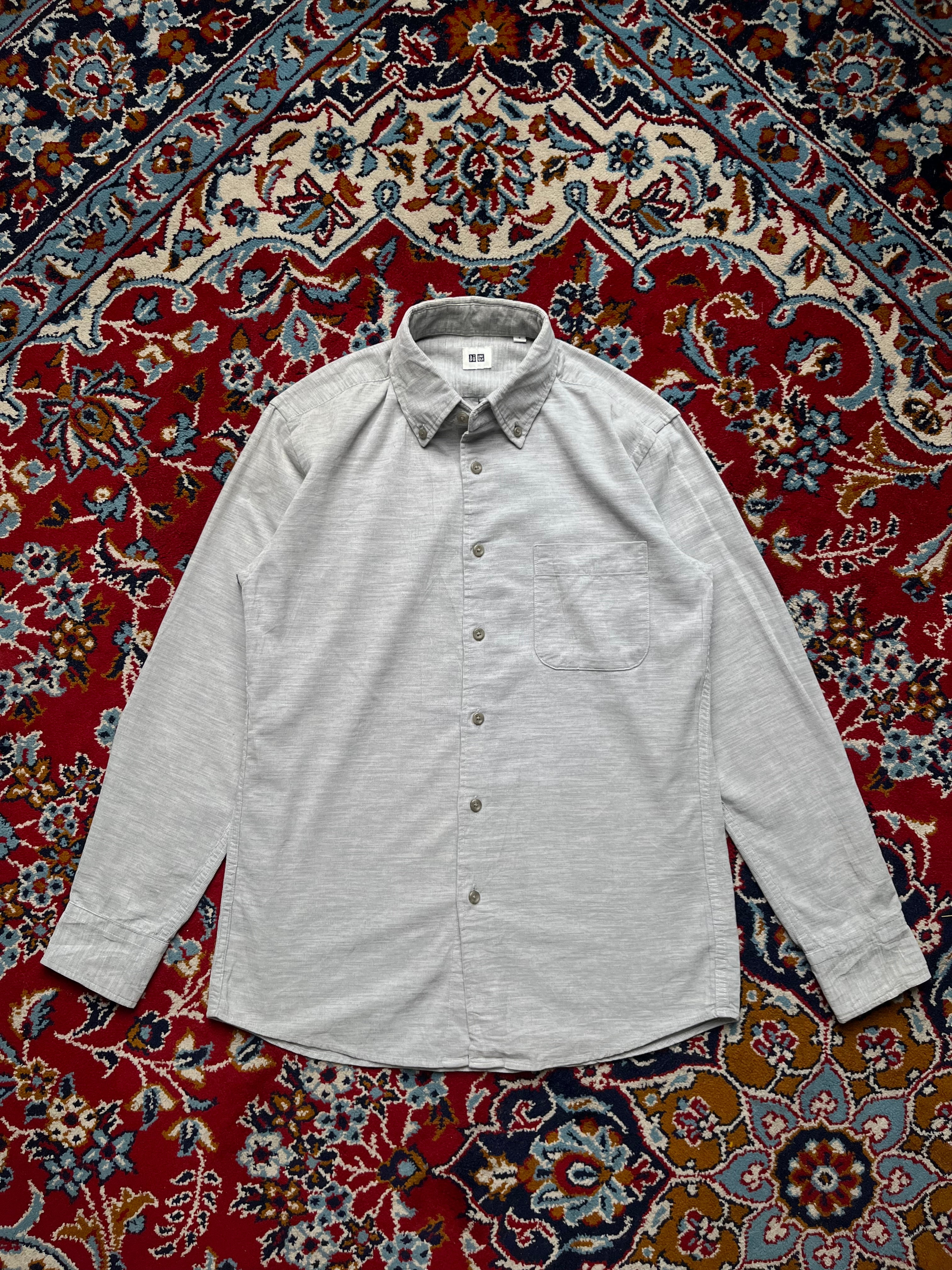 UNIQLO Light Gray Fine Corduroy Button Down Shirt - S