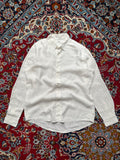 UNIQLO White Pure Linen Plain Front Button Down Shirt - L