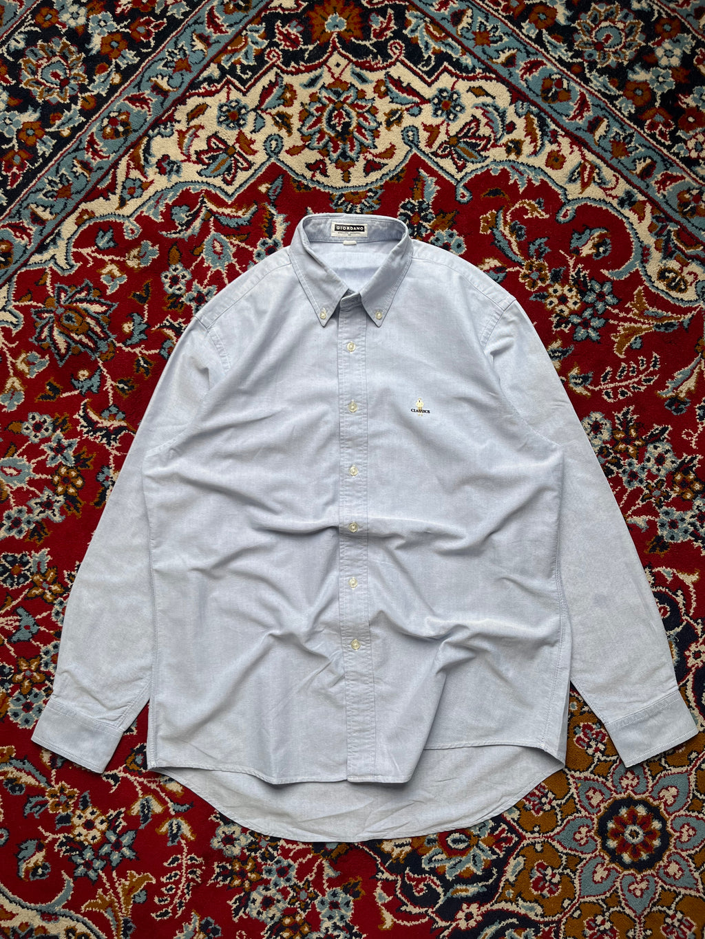 Giordano Classics Light Blue Oxford Cotton Loose Fit Button Down Shirt - S