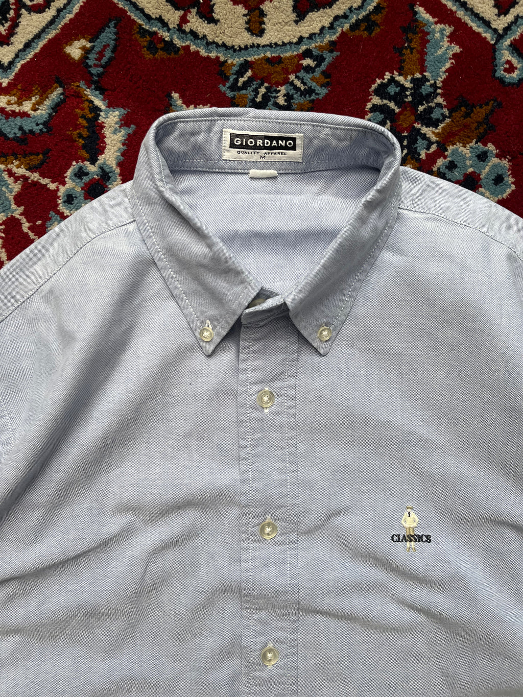 Giordano Classics Light Blue Oxford Cotton Loose Fit Button Down Shirt - S