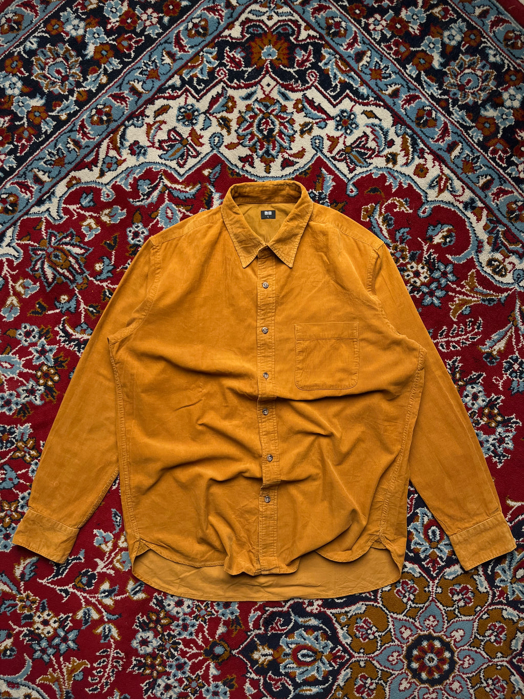 UNIQLO Mustard Yellow Fine Corduroy Button Down Shirt - L