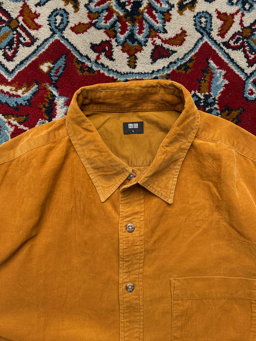 UNIQLO Mustard Yellow Fine Corduroy Button Down Shirt - L