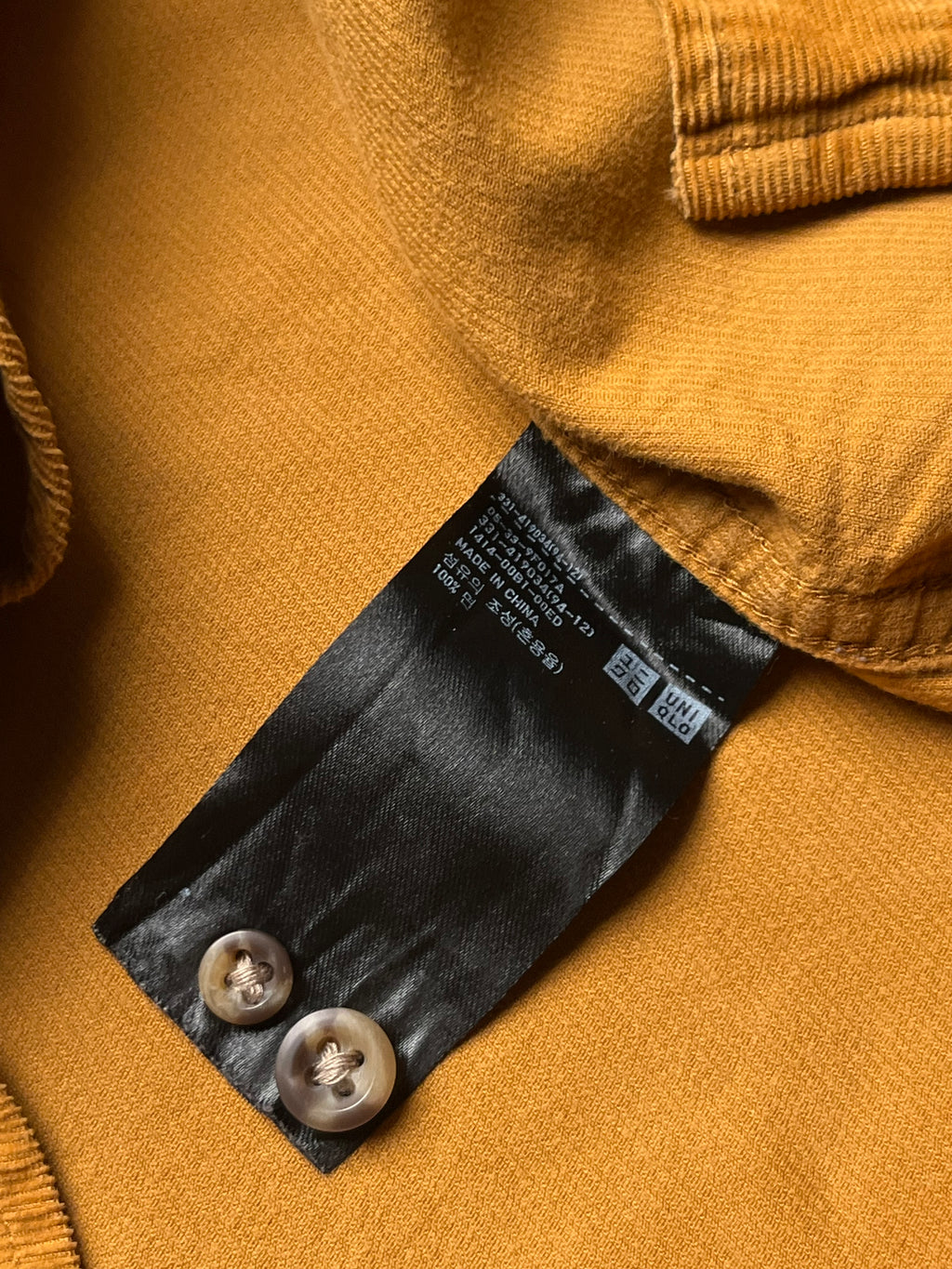 UNIQLO Mustard Yellow Fine Corduroy Button Down Shirt - L