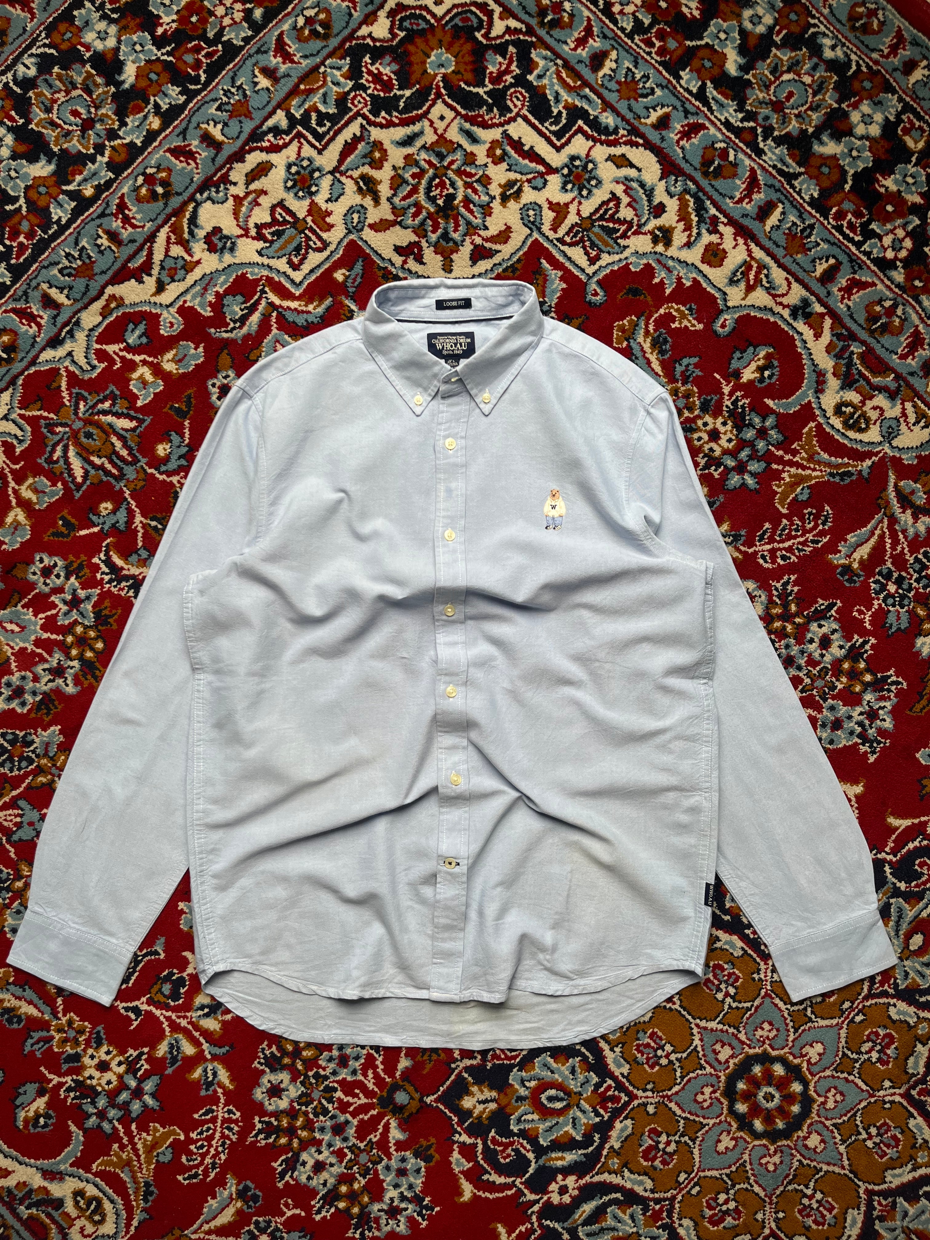 WHO.A.U California Dream Light Blue Loose Fit Oxford Button Down Shirt - L