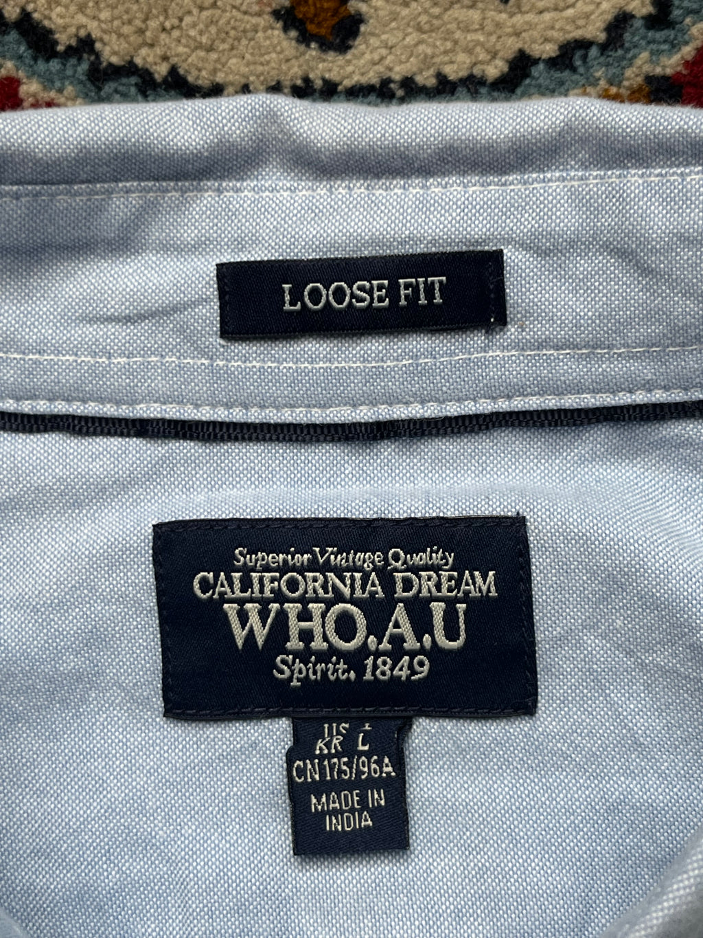 WHO.A.U California Dream Light Blue Loose Fit Oxford Button Down Shirt - L