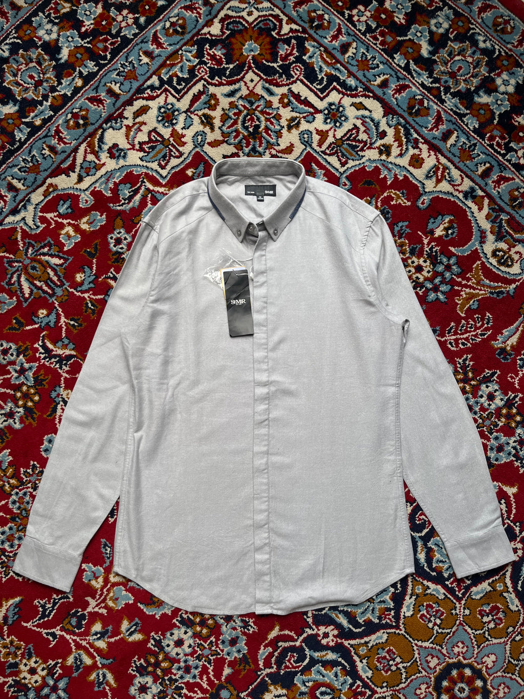 SEMIR Light Grey Contrast Button Down Shirt  - M