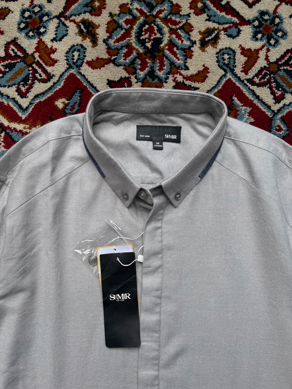SEMIR Light Grey Contrast Button Down Shirt  - M