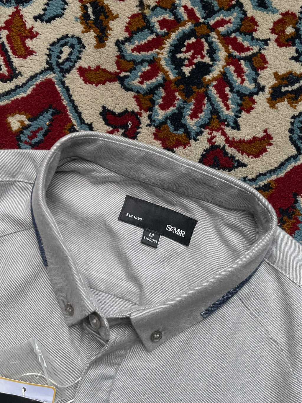 SEMIR Light Grey Contrast Button Down Shirt  - M