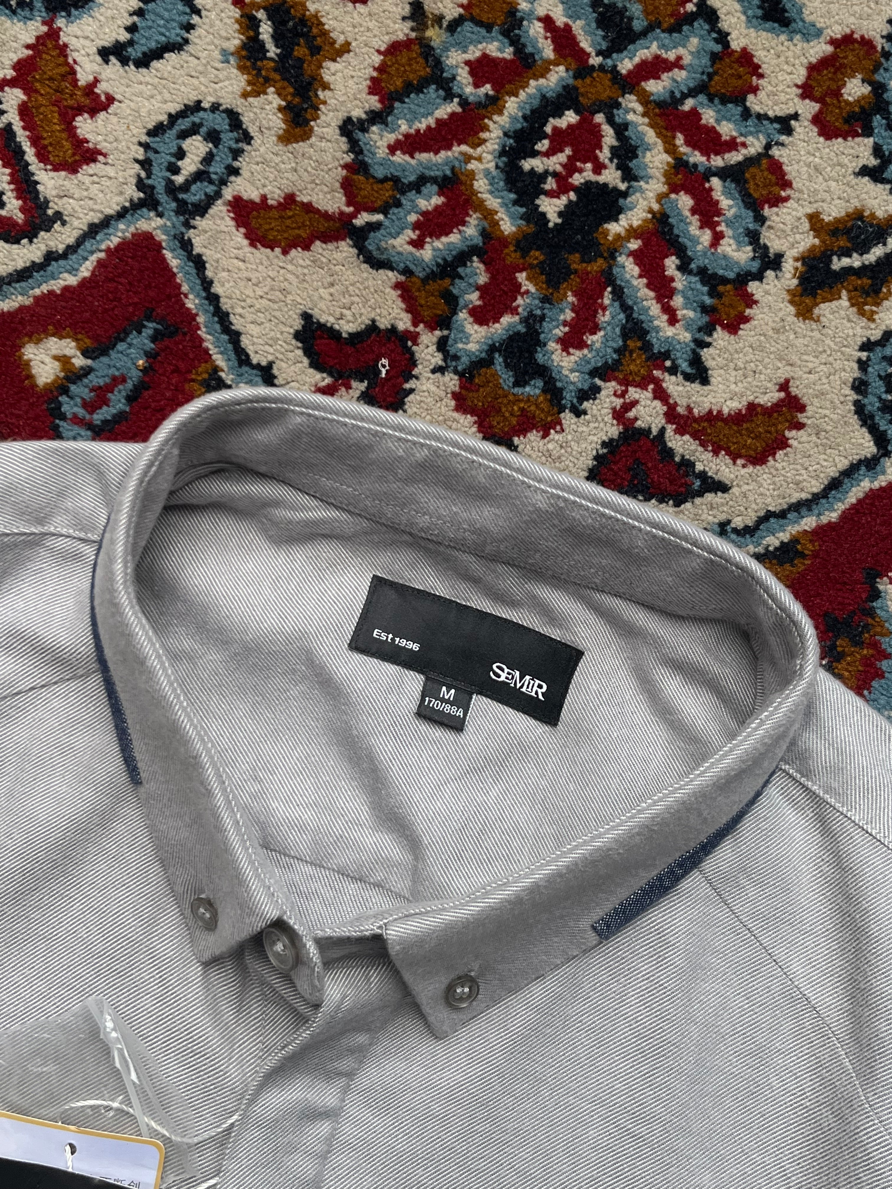 SEMIR Light Grey Contrast Button Down Shirt  - M