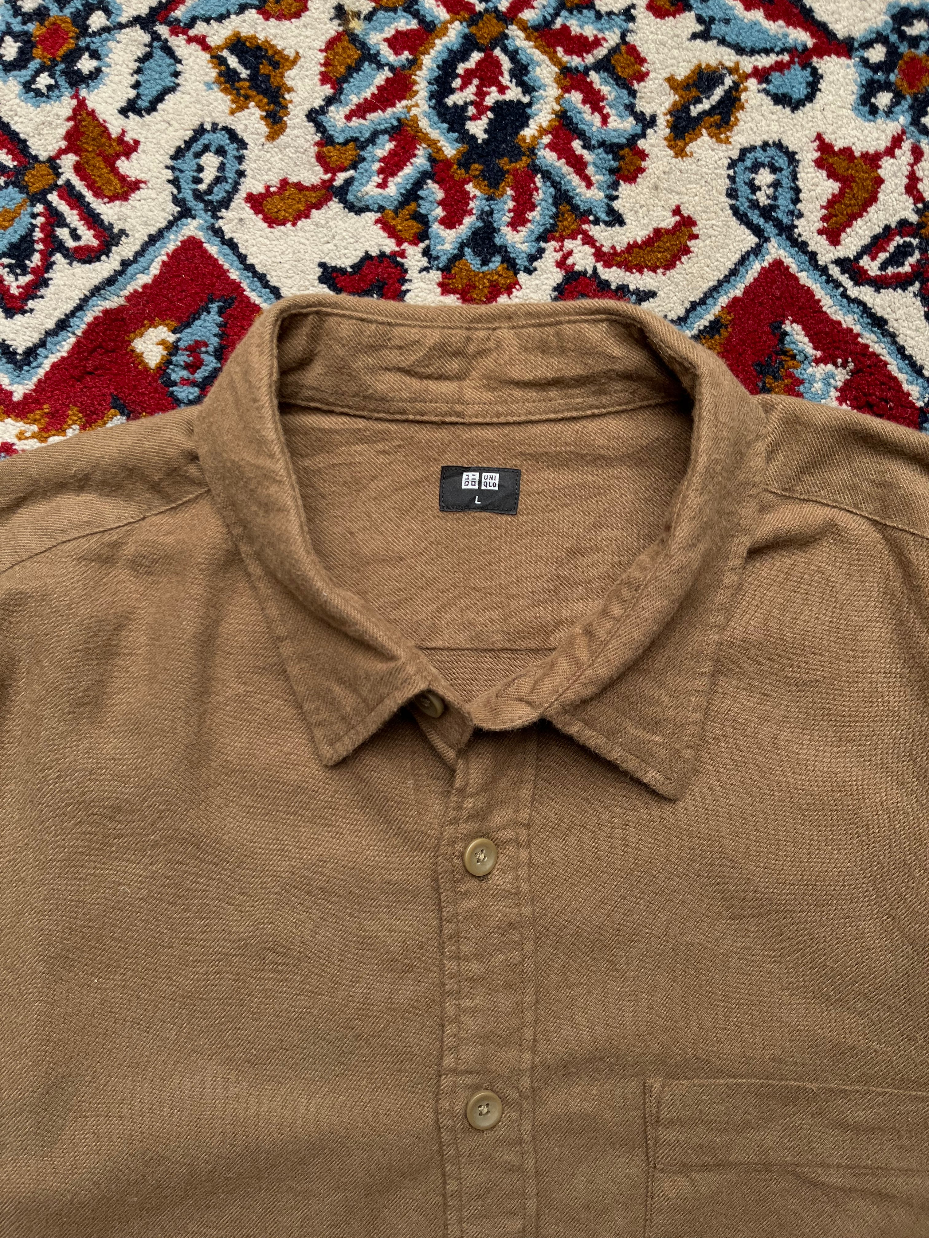 UNIQLO Brown Flannel Casual BUTTON DOWN SHIRT - L