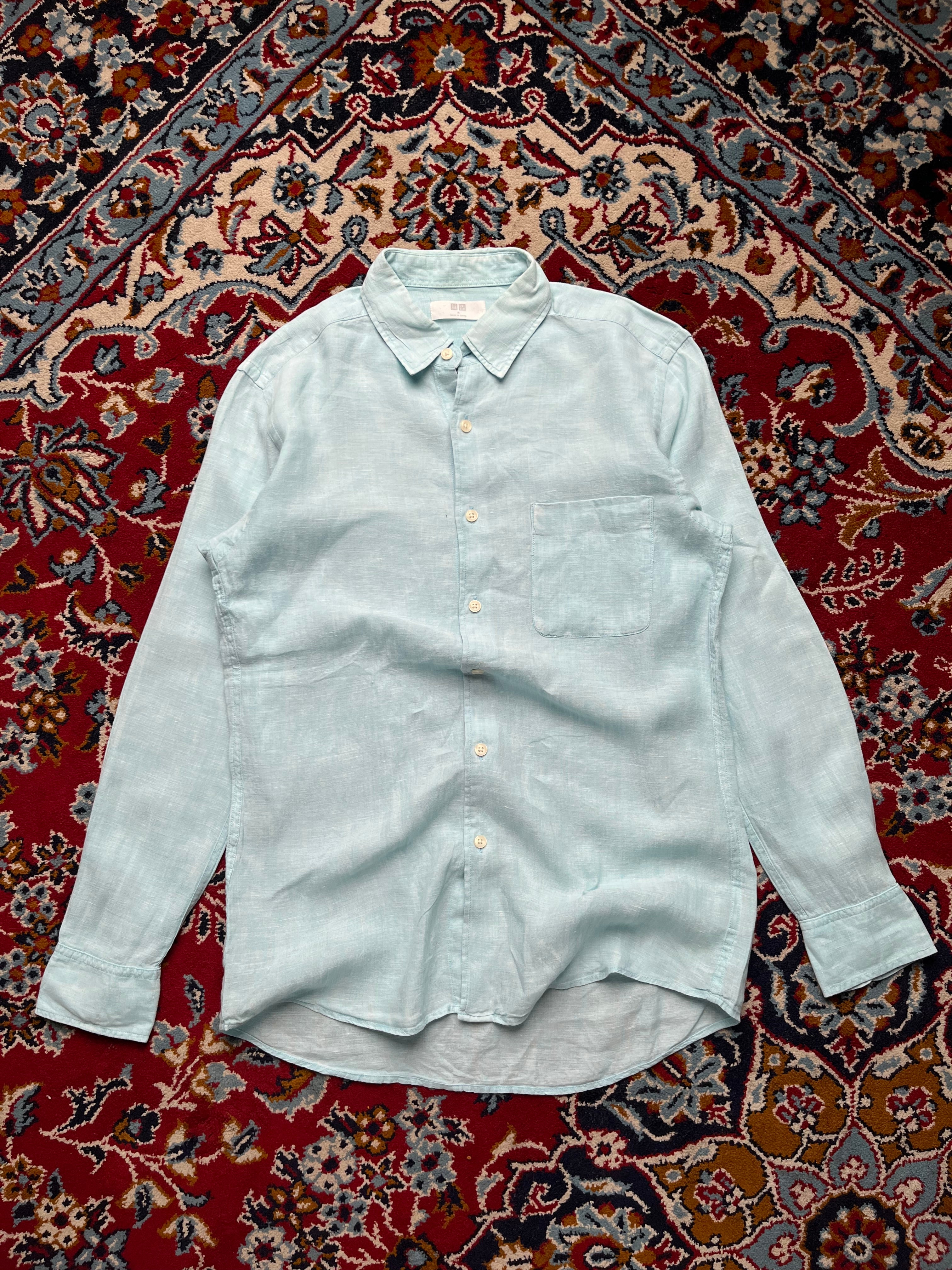 UNIQLO Light Blue Premium Linen BUTTON DOWN SHIRT - S