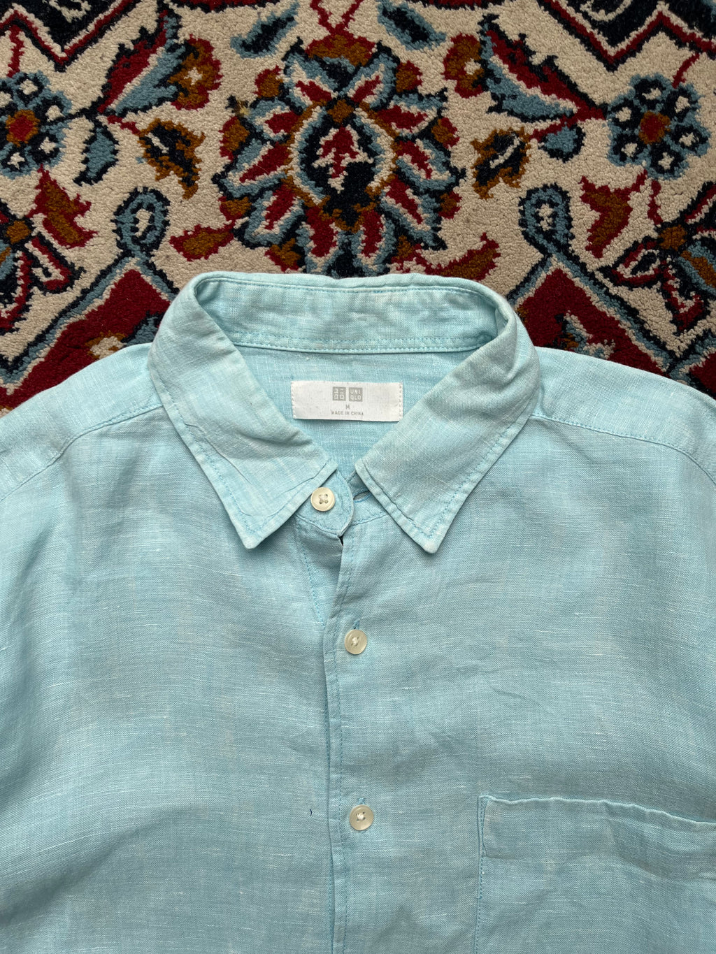 UNIQLO Light Blue Premium Linen BUTTON DOWN SHIRT - S
