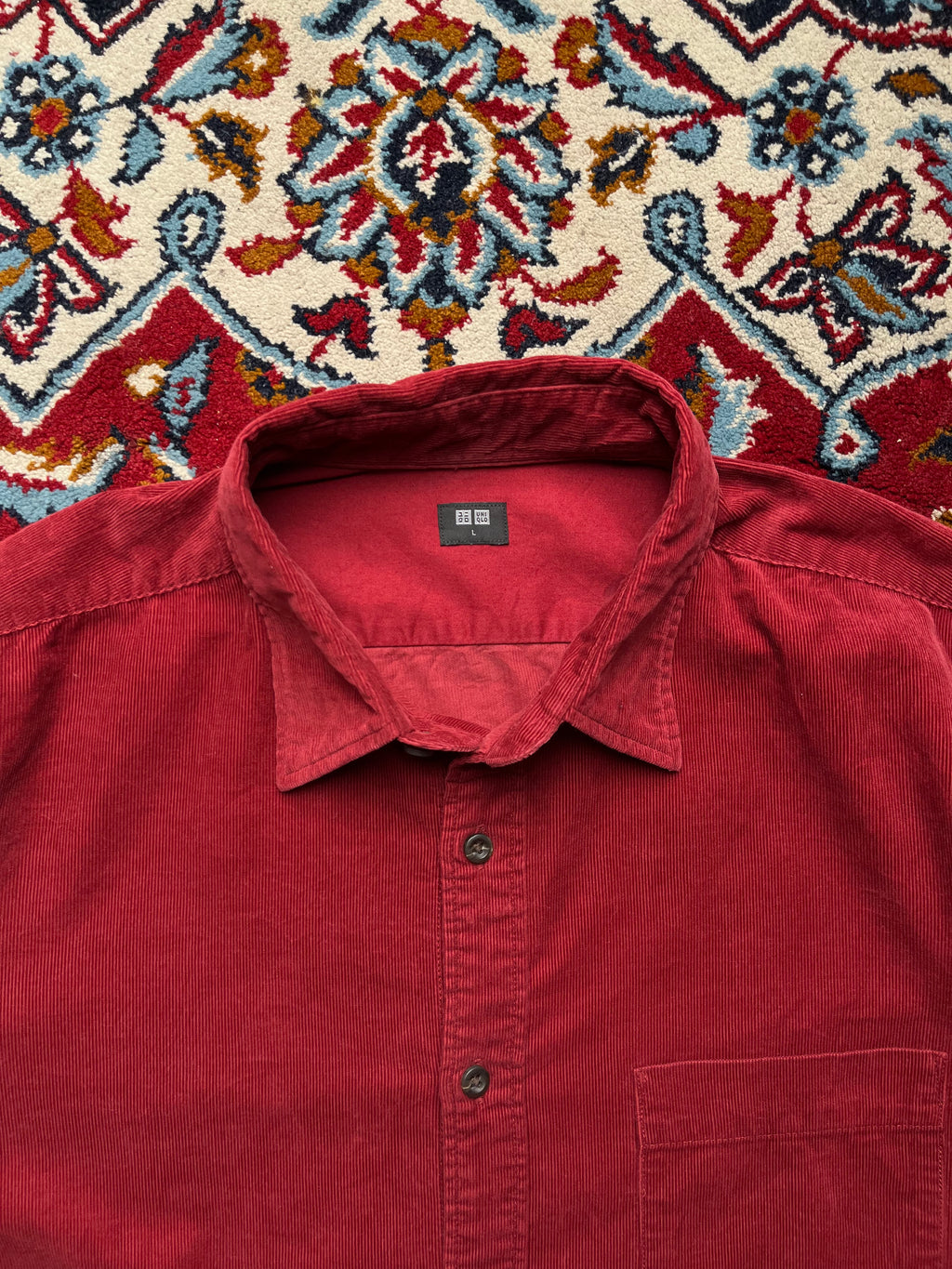 UNIQLO Red Corduroy Button Down Shirt - M