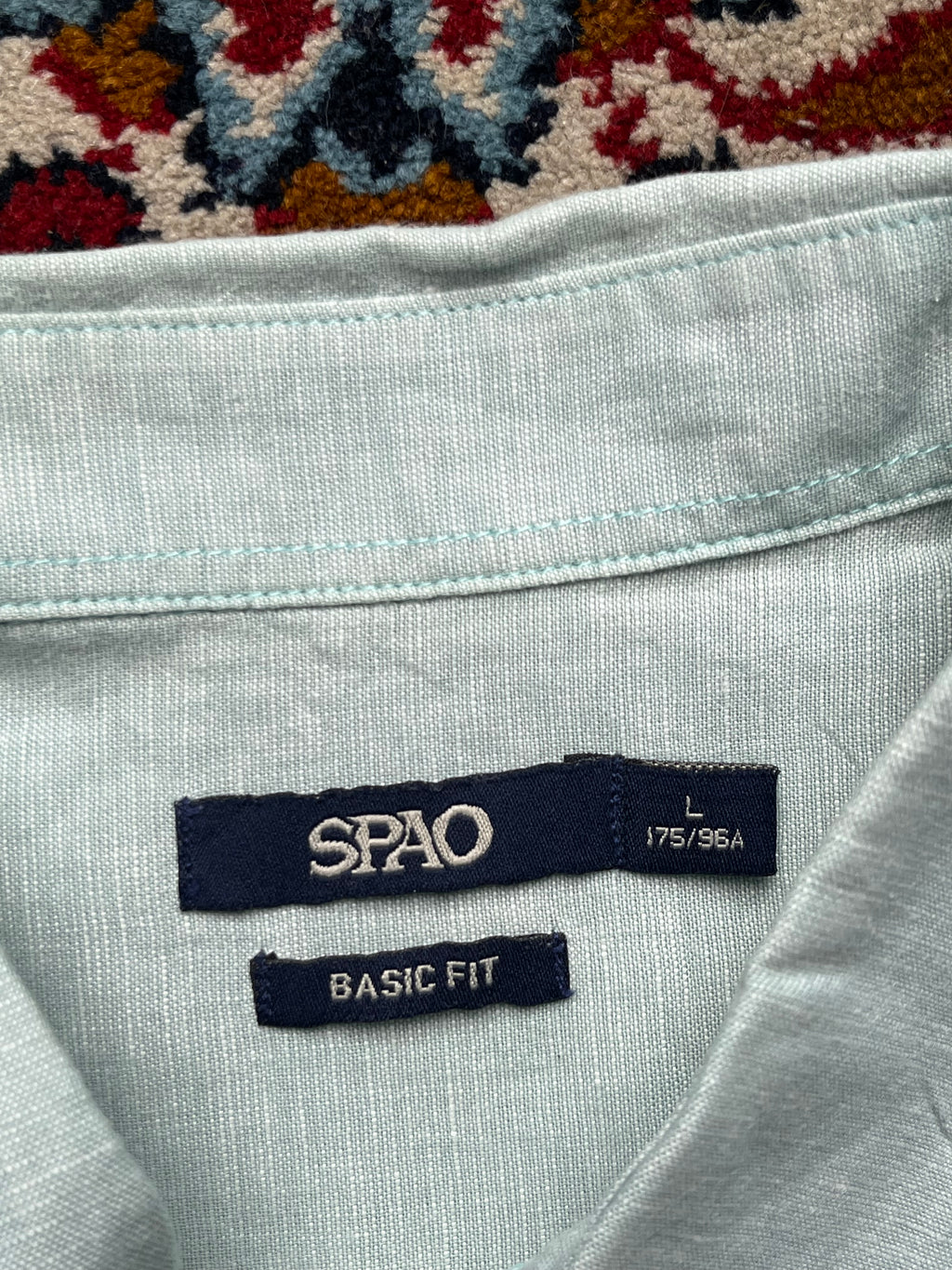 SPAO Light Green Solid Linen Button Down Shirt - L