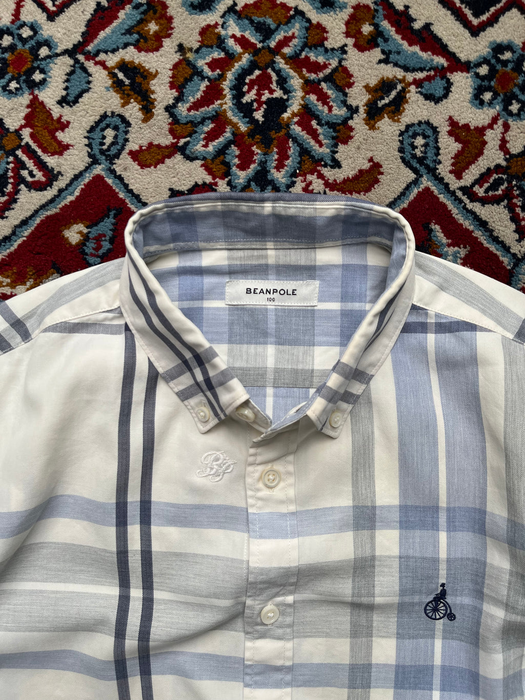 Beanpole Plaid Embroidered Logo Button Down Shirt - M