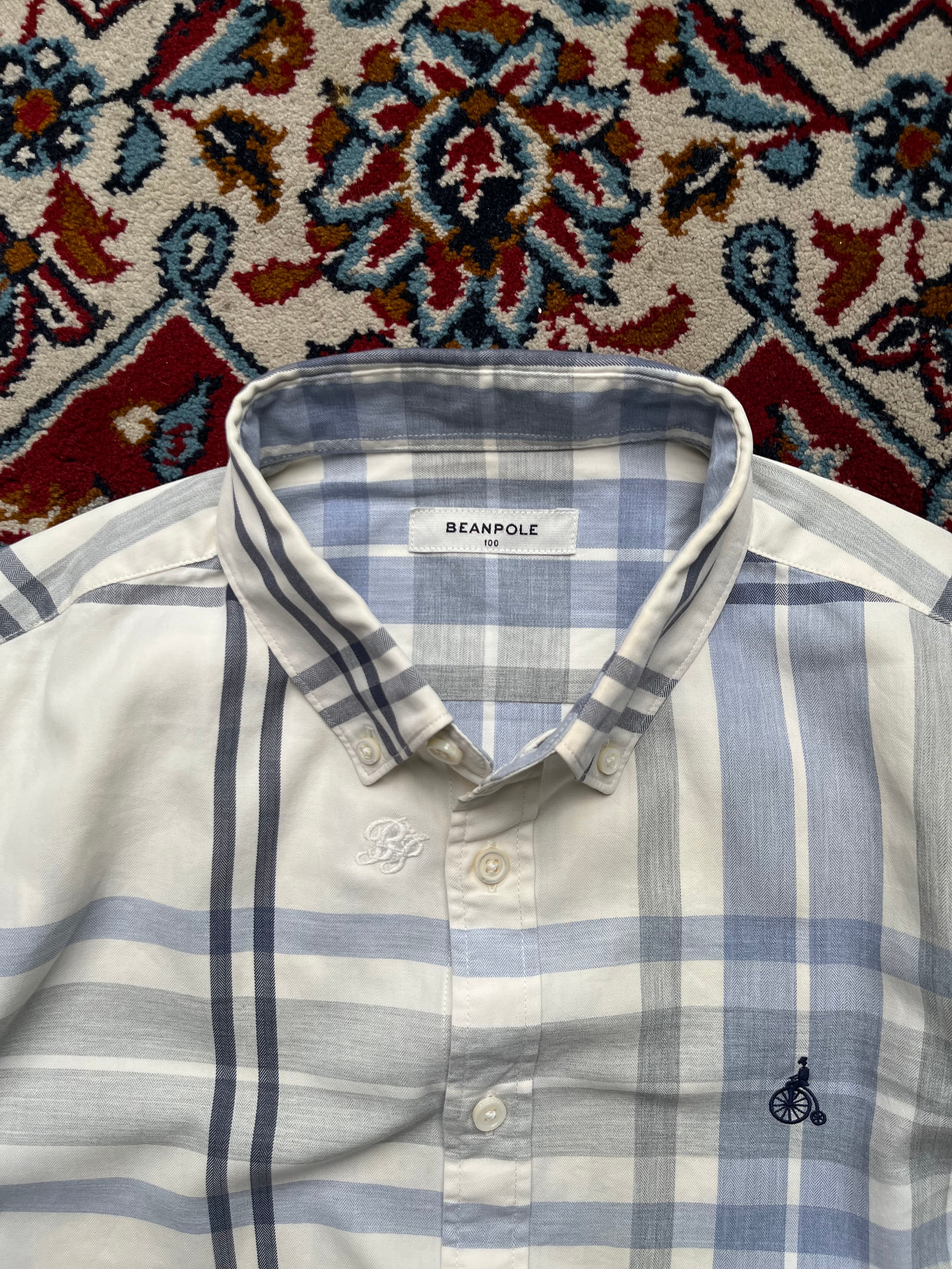Beanpole Plaid Embroidered Logo Button Down Shirt - M