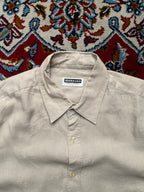 Giordano Beige Solid Linen Button Down Shirt - L