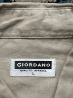 Giordano Beige Solid Linen Button Down Shirt - L