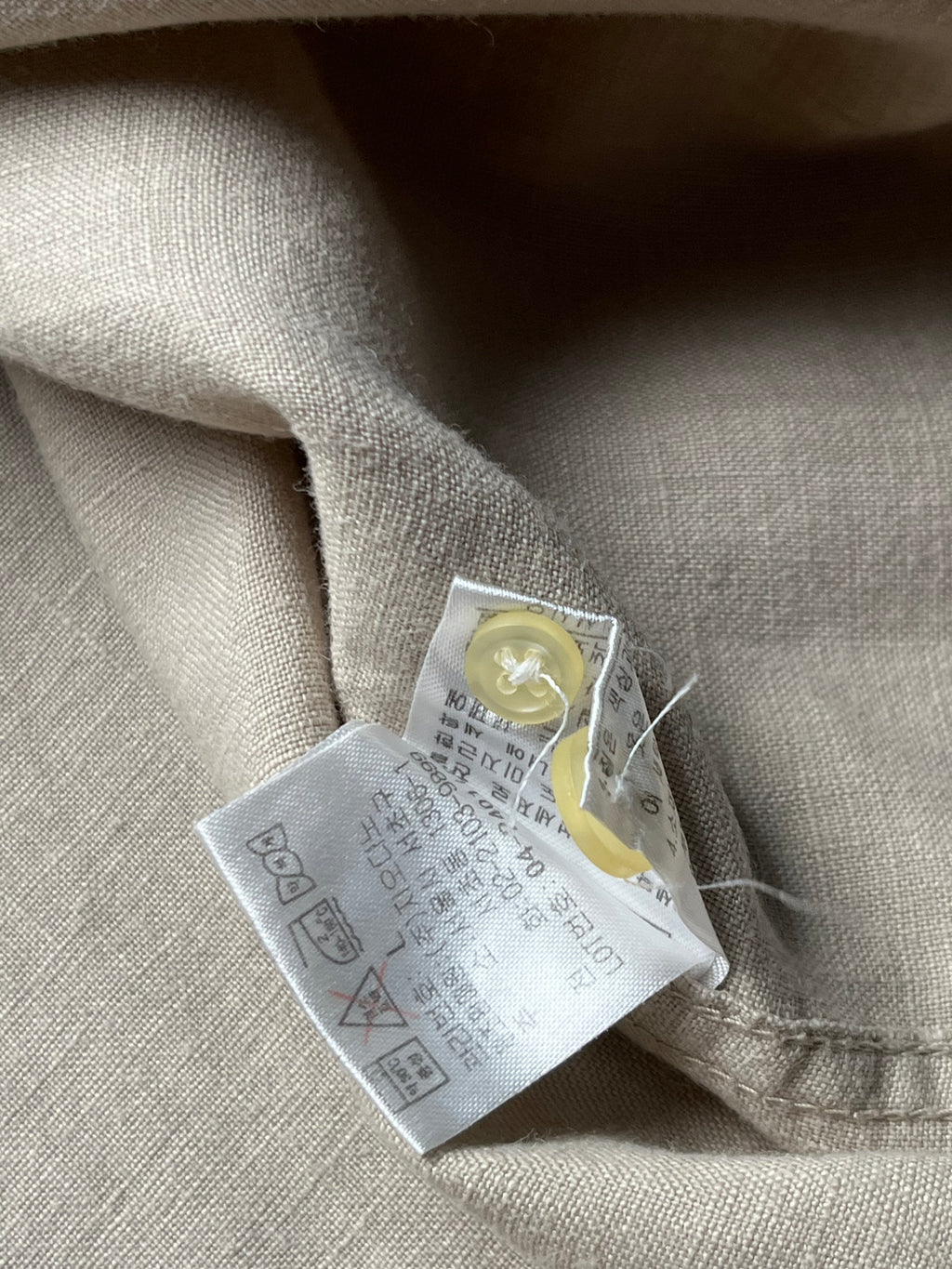 Giordano Beige Solid Linen Button Down Shirt - L