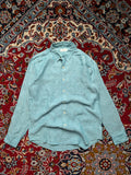 Uniqlo Premium Linen Teal Blue Button Down Shirt - M