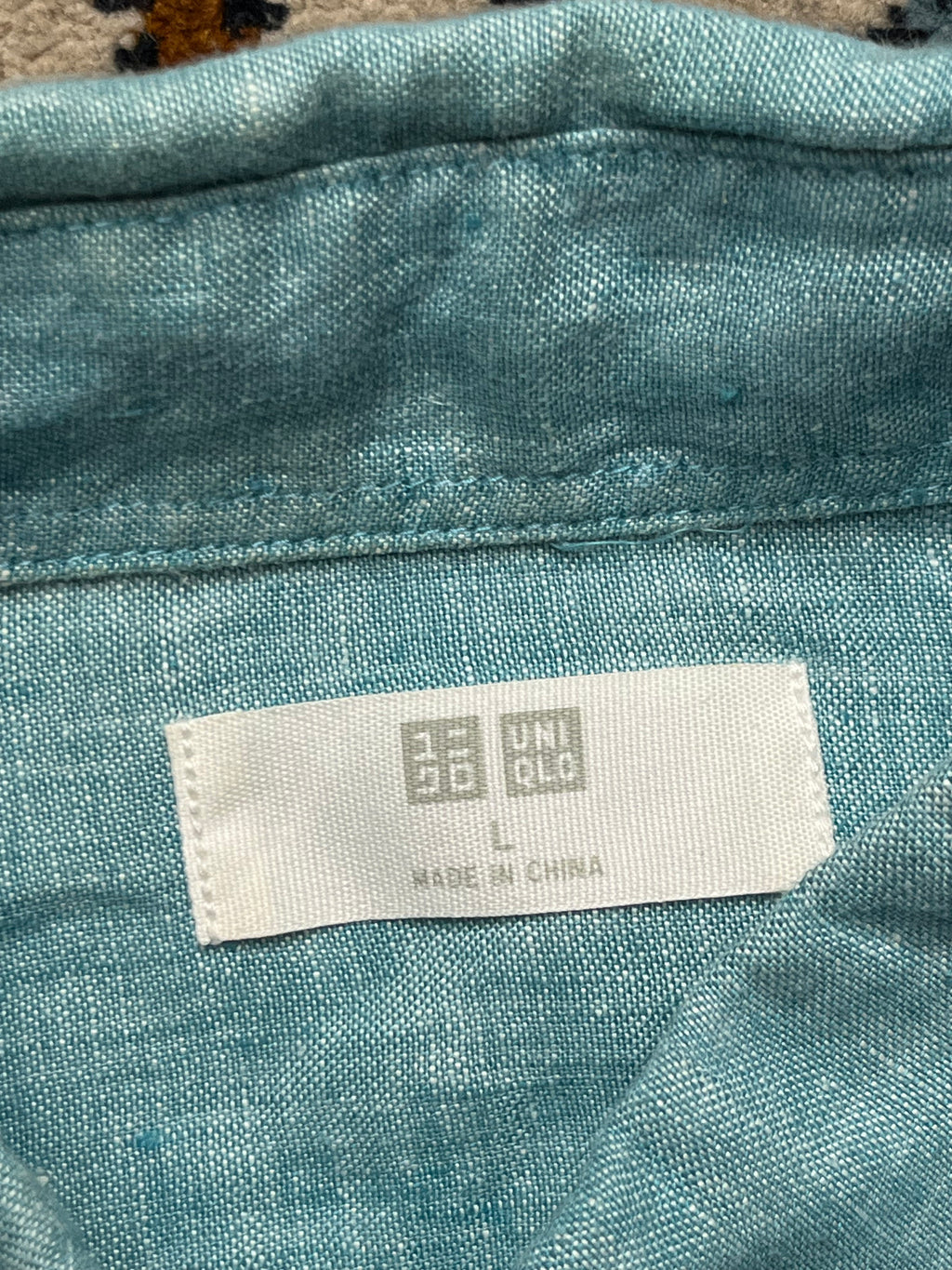 Uniqlo Premium Linen Teal Blue Button Down Shirt - M
