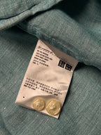 Uniqlo Premium Linen Teal Blue Button Down Shirt - M