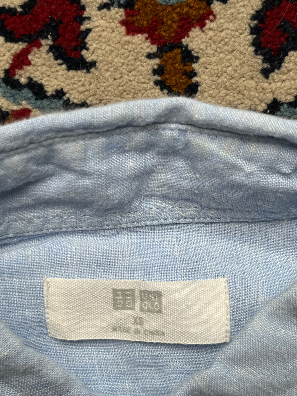Uniqlo Premium Linen Light Sky Blue Button Down Shirt - S