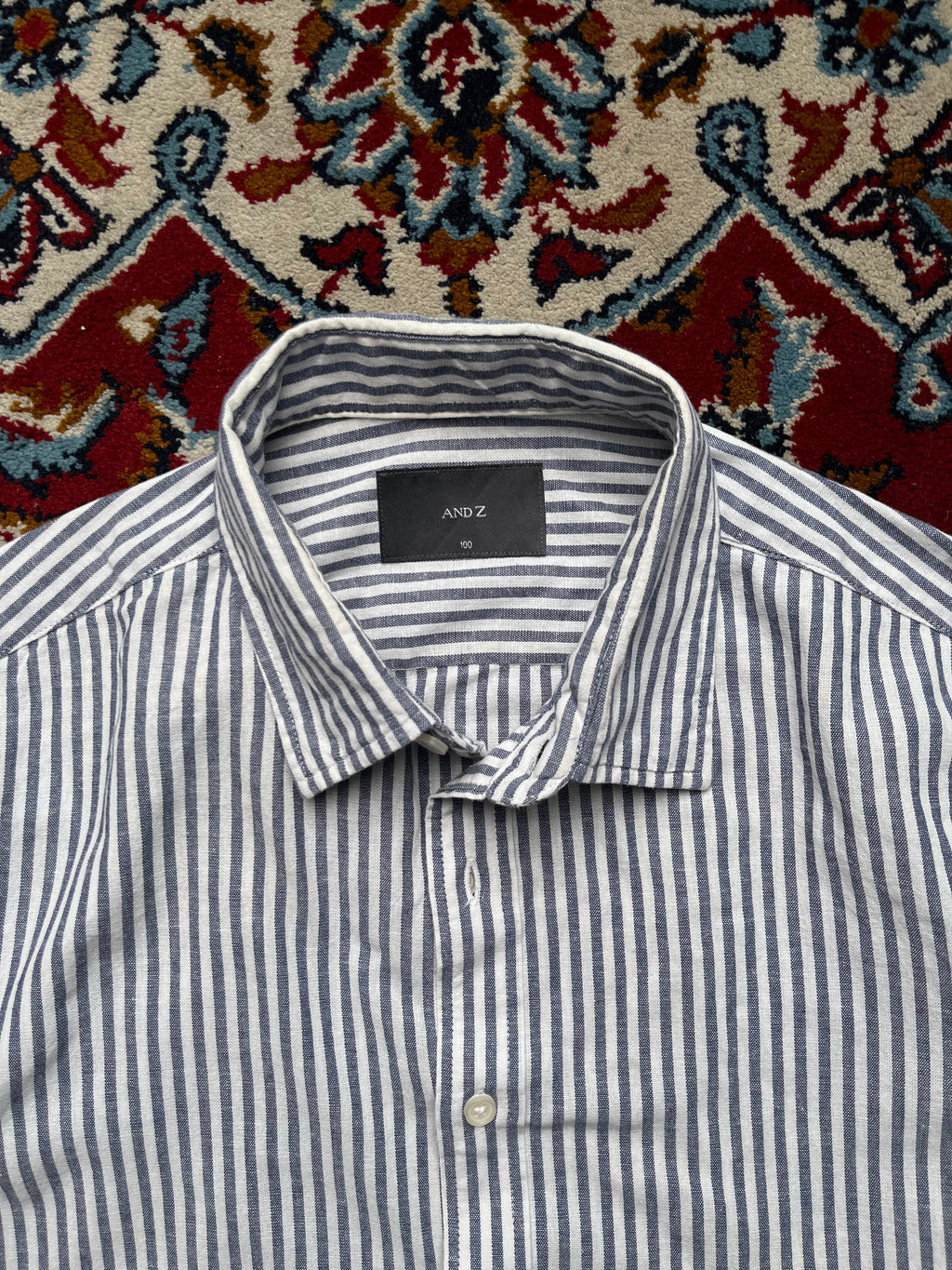AND Z by Ziozia Vertical Striped Linen Button Down Shirt - L