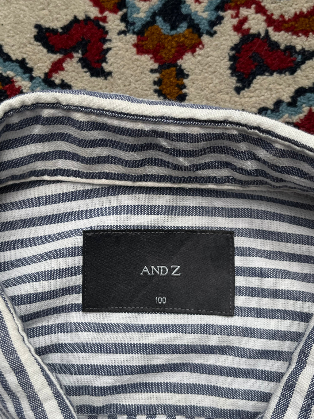 AND Z by Ziozia Vertical Striped Linen Button Down Shirt - L