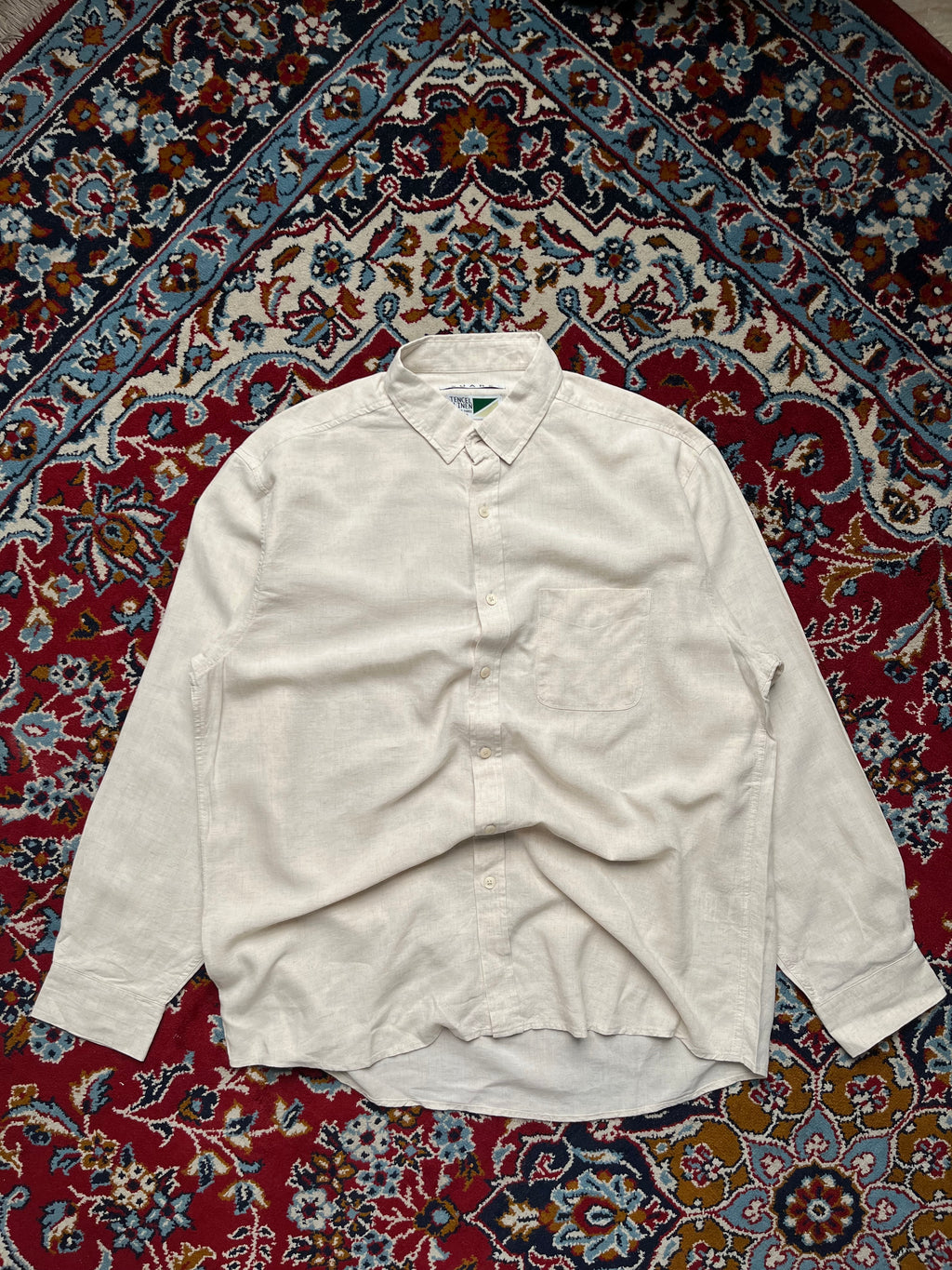 Suare Beige Tencel Linen Button Down Shirt - L