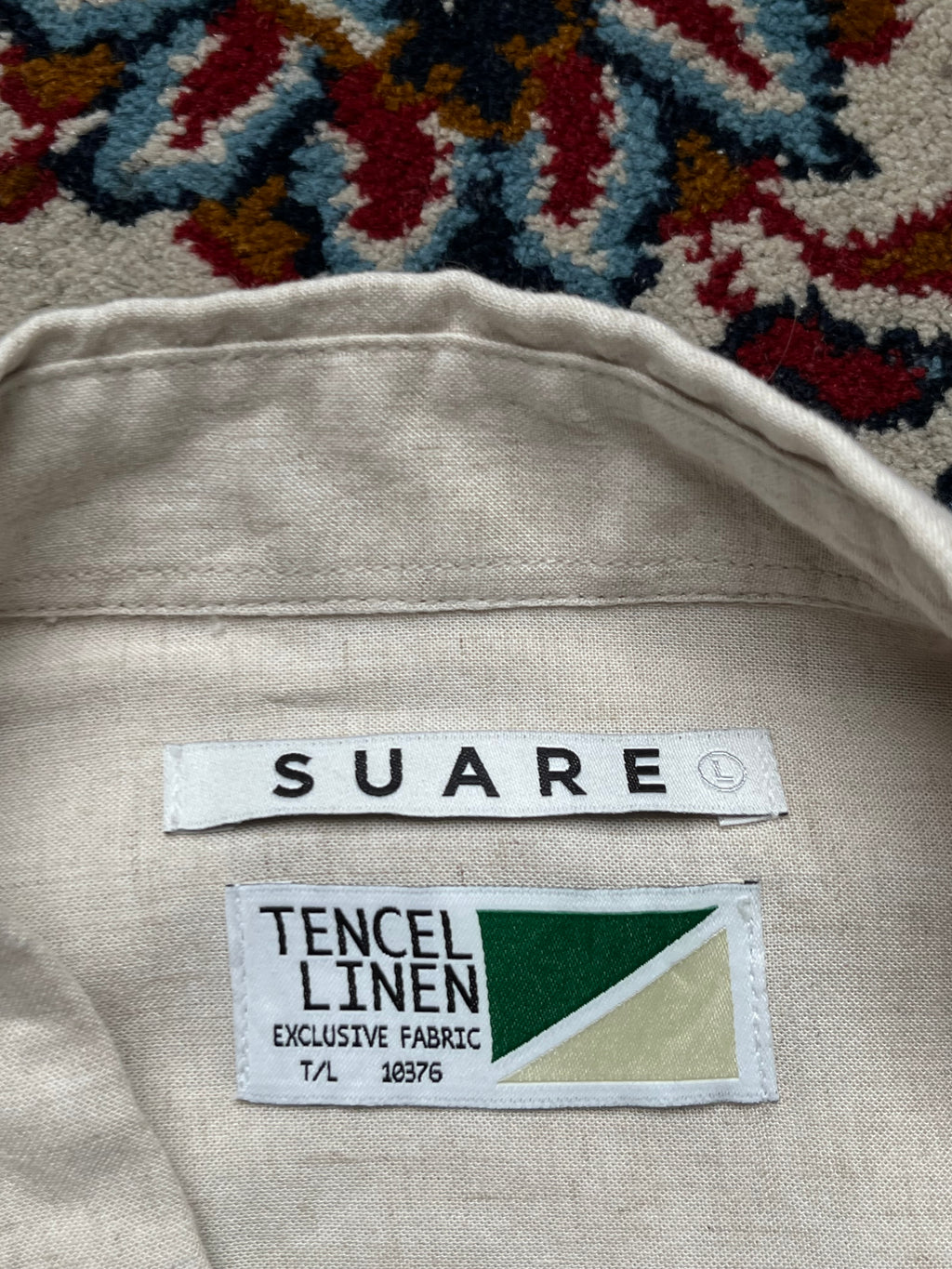 Suare Beige Tencel Linen Button Down Shirt - L