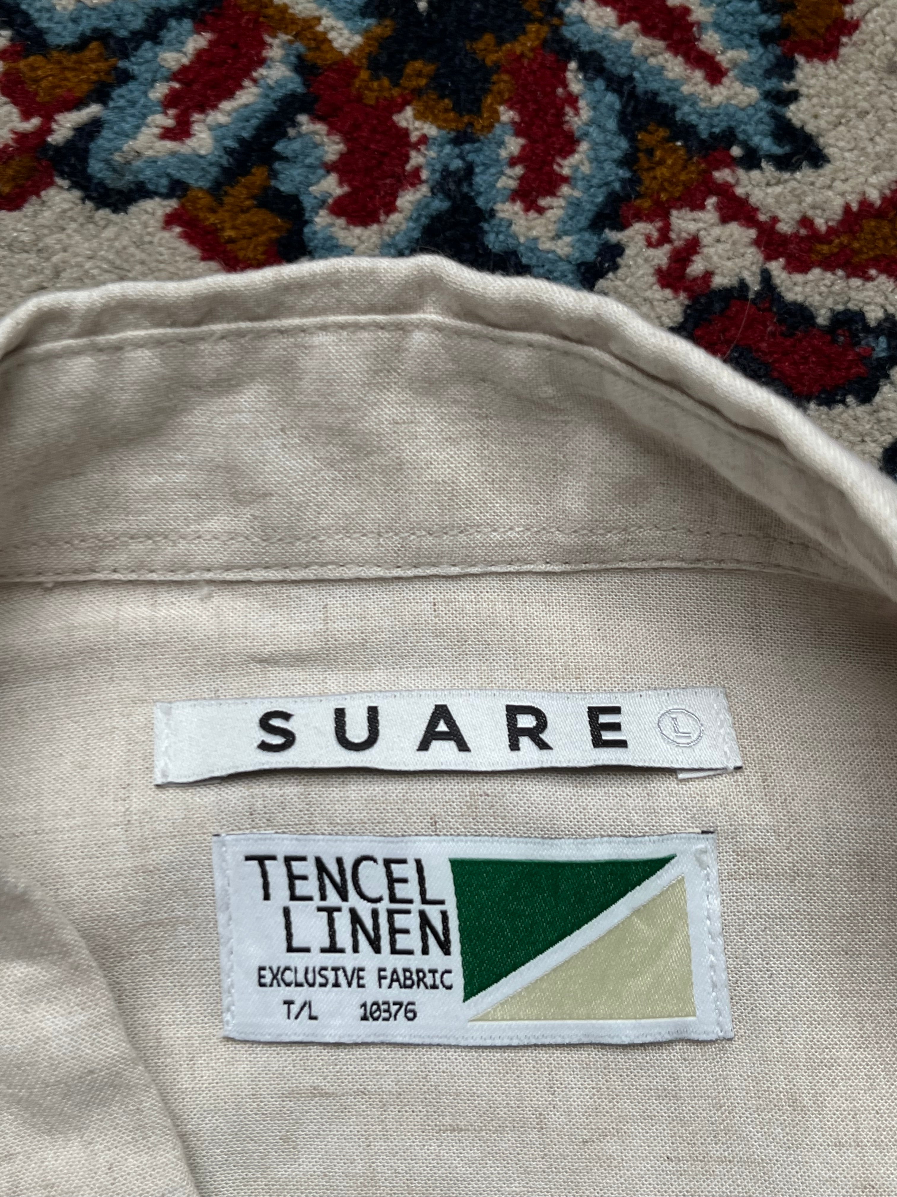 Suare Beige Tencel Linen Button Down Shirt - L