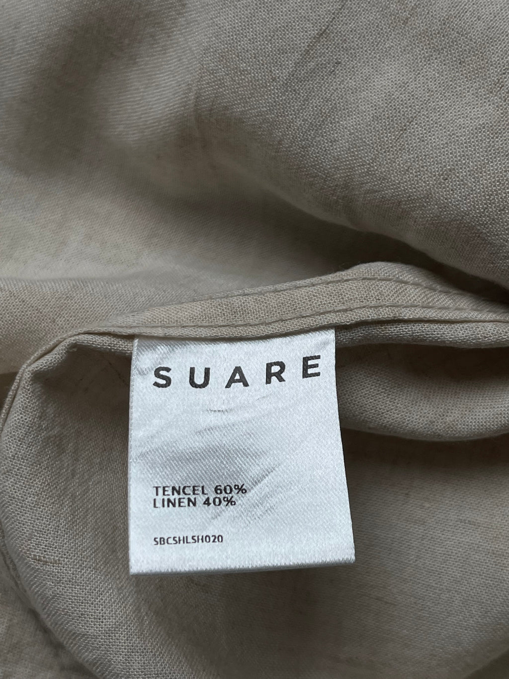 Suare Beige Tencel Linen Button Down Shirt - L