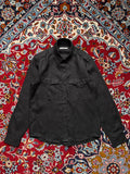 HELVETICA Black Pure Linen Double Pocket Military Epaulet Button Down Shirt - S