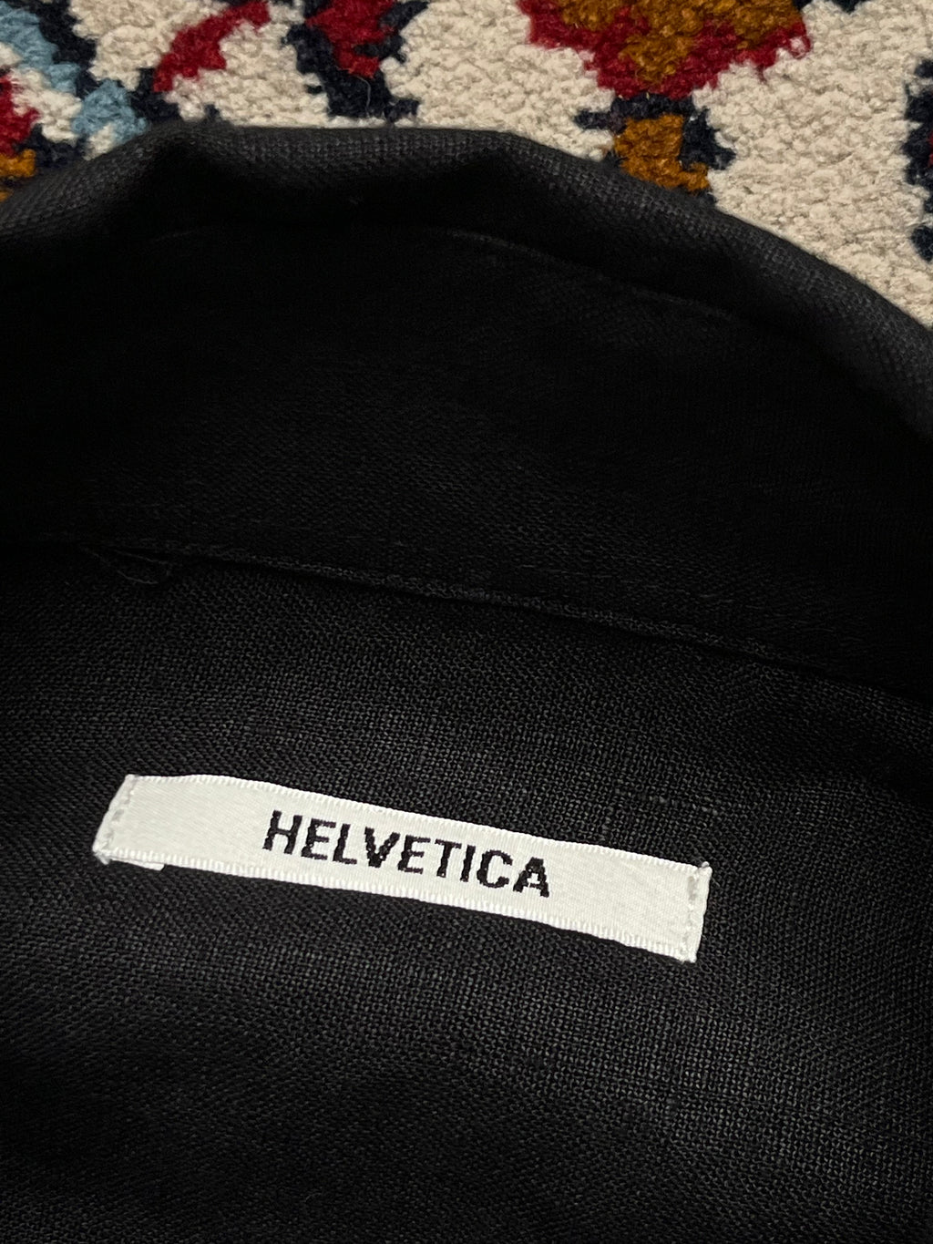 HELVETICA Black Pure Linen Double Pocket Military Epaulet Button Down Shirt - S
