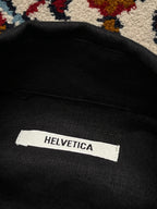 HELVETICA Black Pure Linen Double Pocket Military Epaulet Button Down Shirt - S