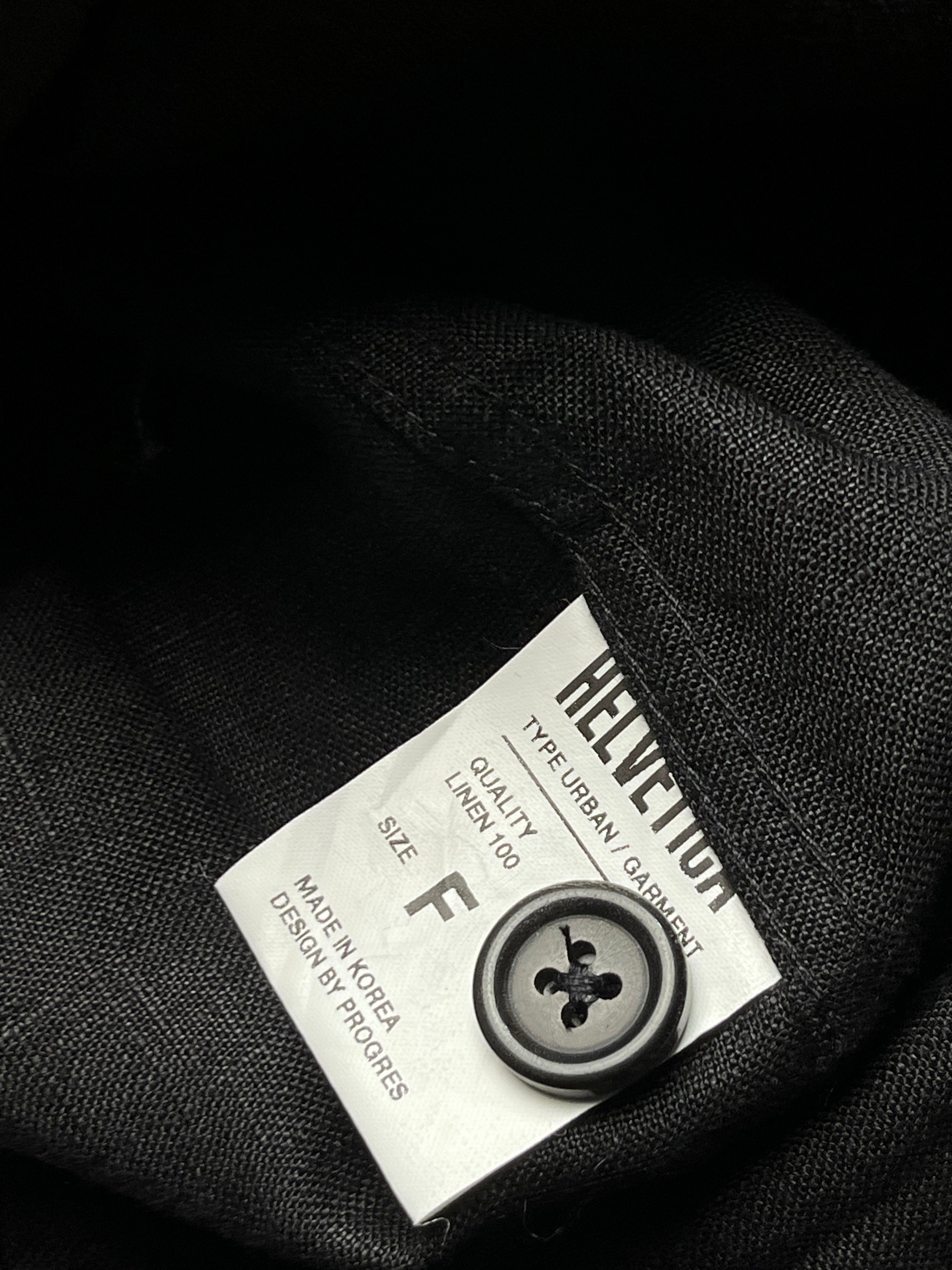 HELVETICA Black Pure Linen Double Pocket Military Epaulet Button Down Shirt - S