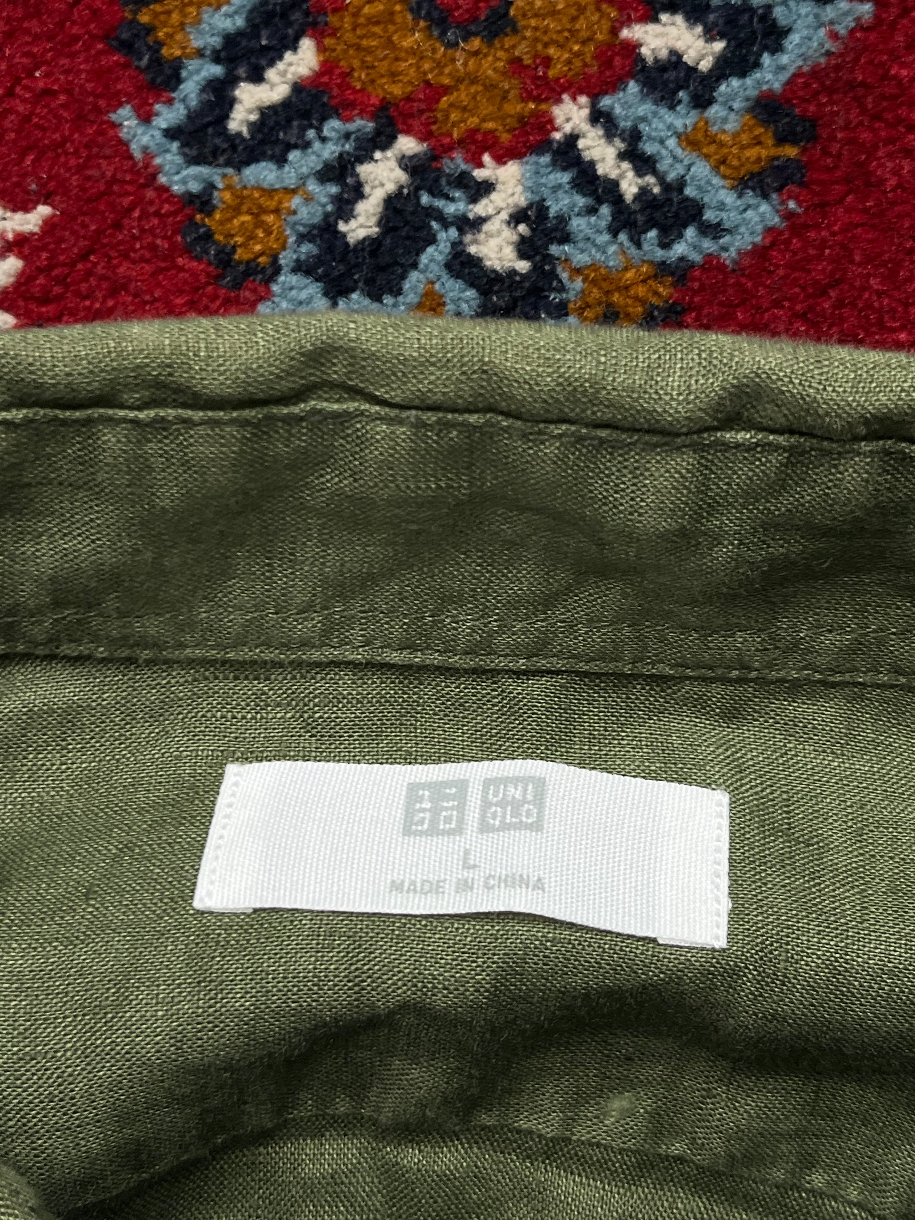 Uniqlo Olive Green Premium Linen Button Down Shirt - M