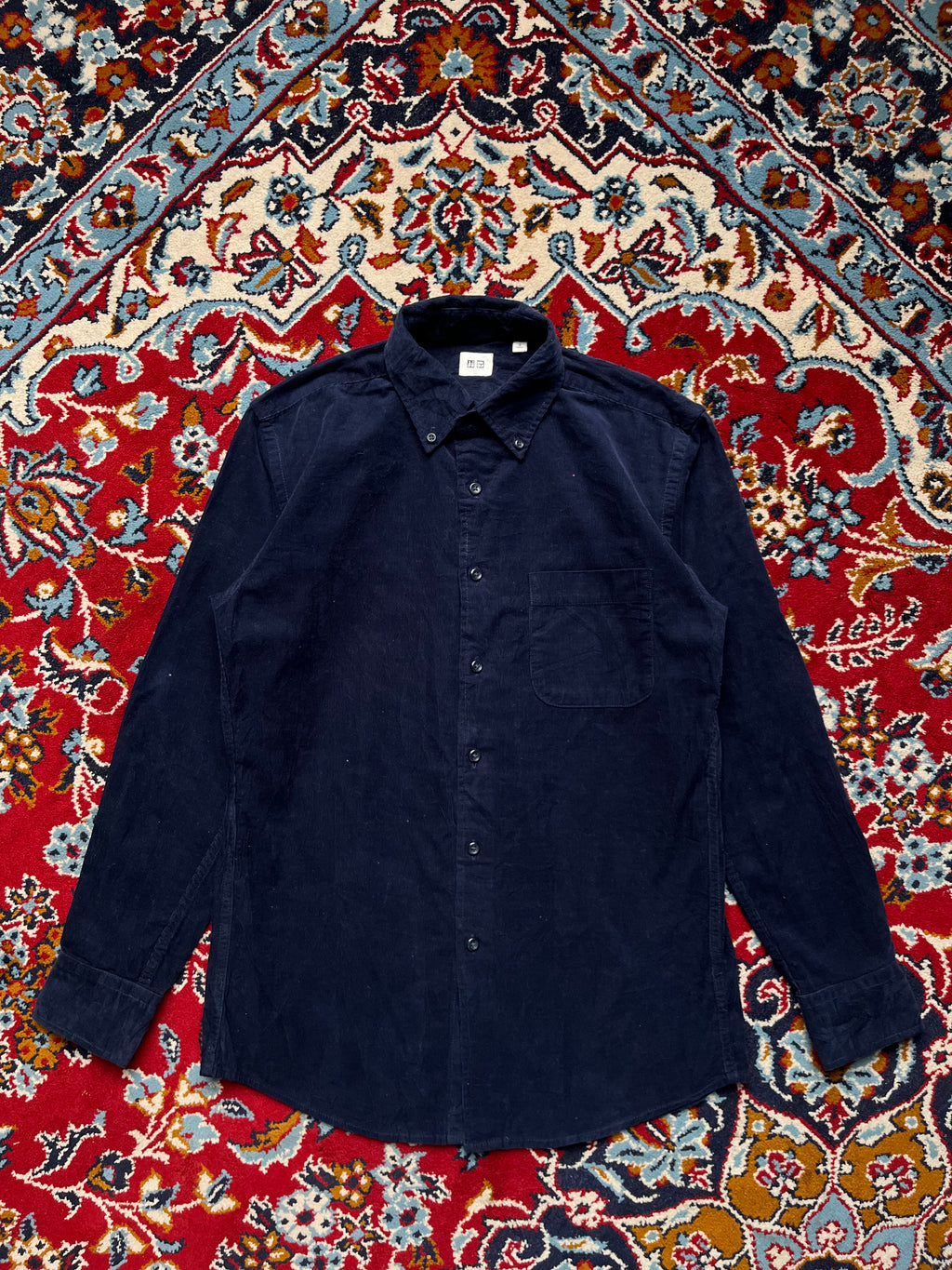 Uniqlo Navy Blue Fine Corduroy Button Down Shirt - S