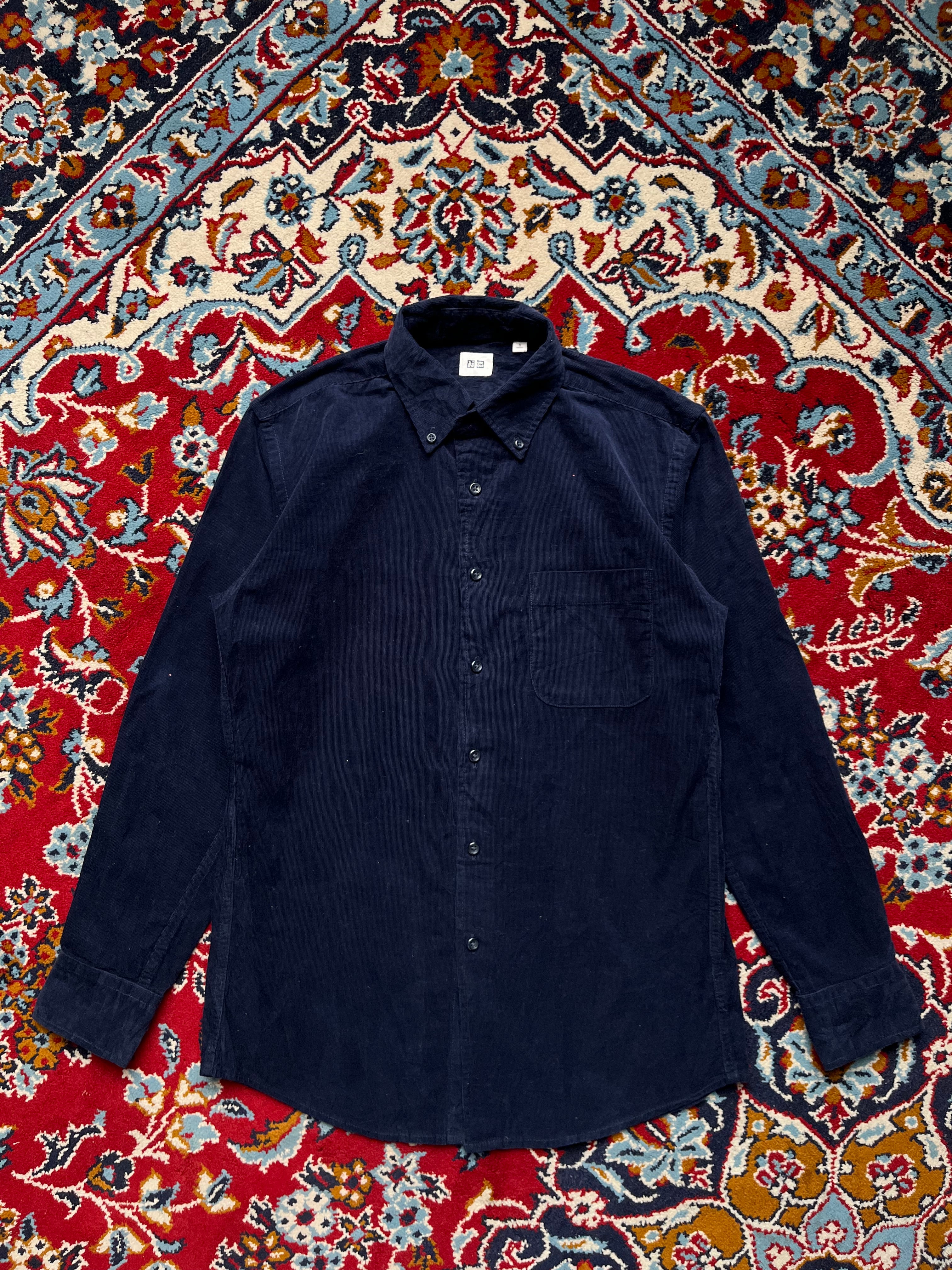 Uniqlo Navy Blue Fine Corduroy Button Down Shirt - S