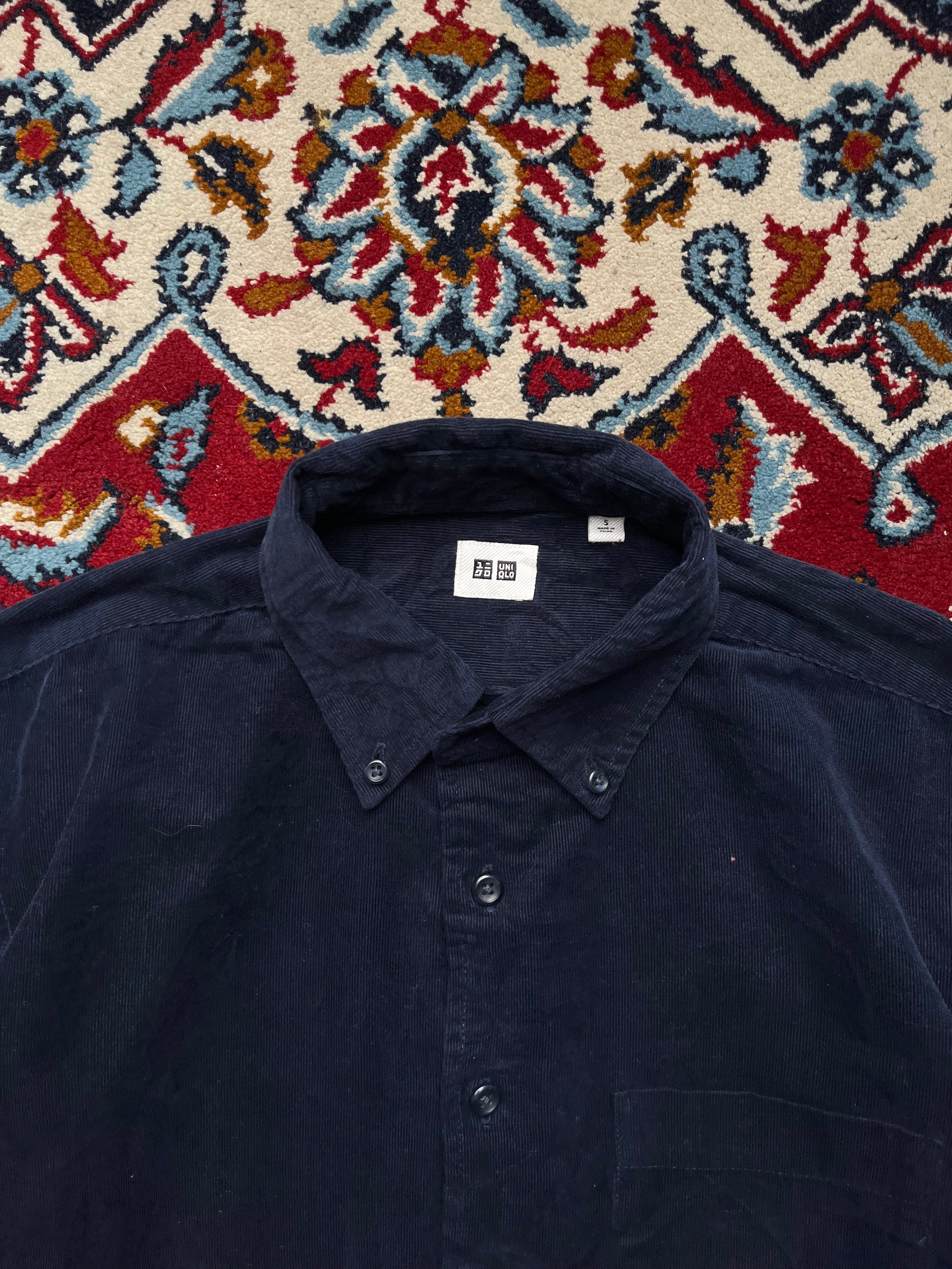 Uniqlo Navy Blue Fine Corduroy Button Down Shirt - S