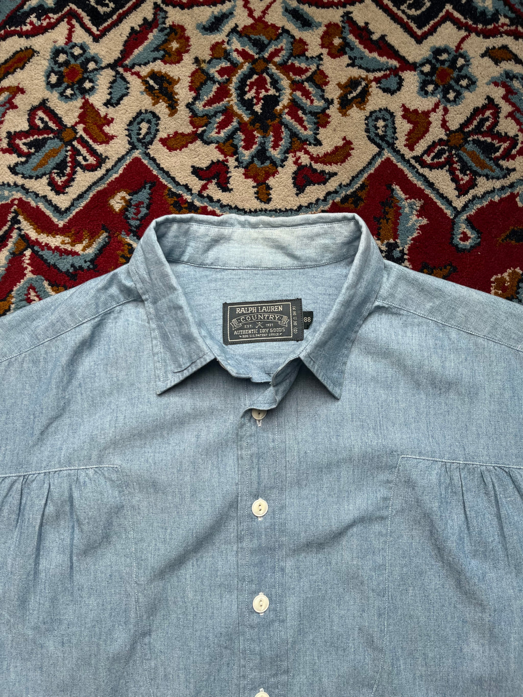 Polo Ralph Lauren Country Vintage Light Blue Chambray Button Down Shirt - L