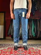 BASE ADELIE VOYAGE A L'EXTREME WASHED BLUE STRAIGHT DENIM JEANS - 34