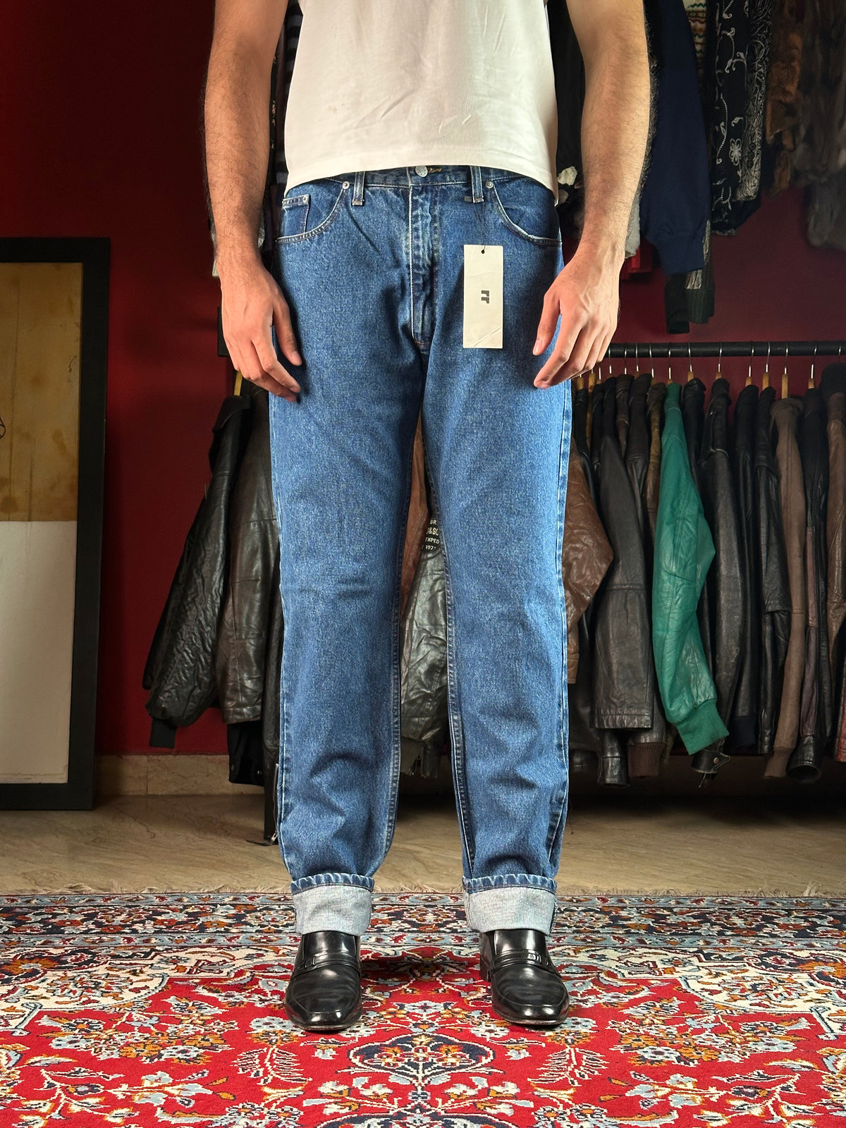 BASE ADELIE VOYAGE A L'EXTREME WASHED BLUE STRAIGHT DENIM JEANS - 34