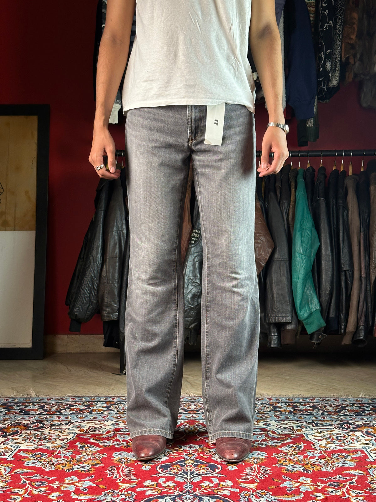 Collusion High Waisted Flared Faded Gray JEANS - 32