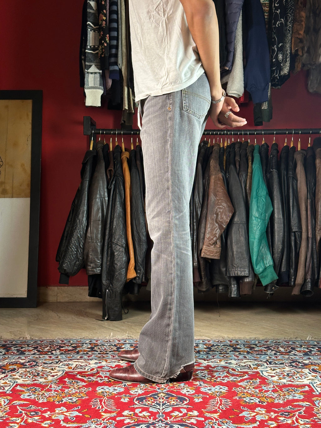 Collusion High Waisted Flared Faded Gray JEANS - 32